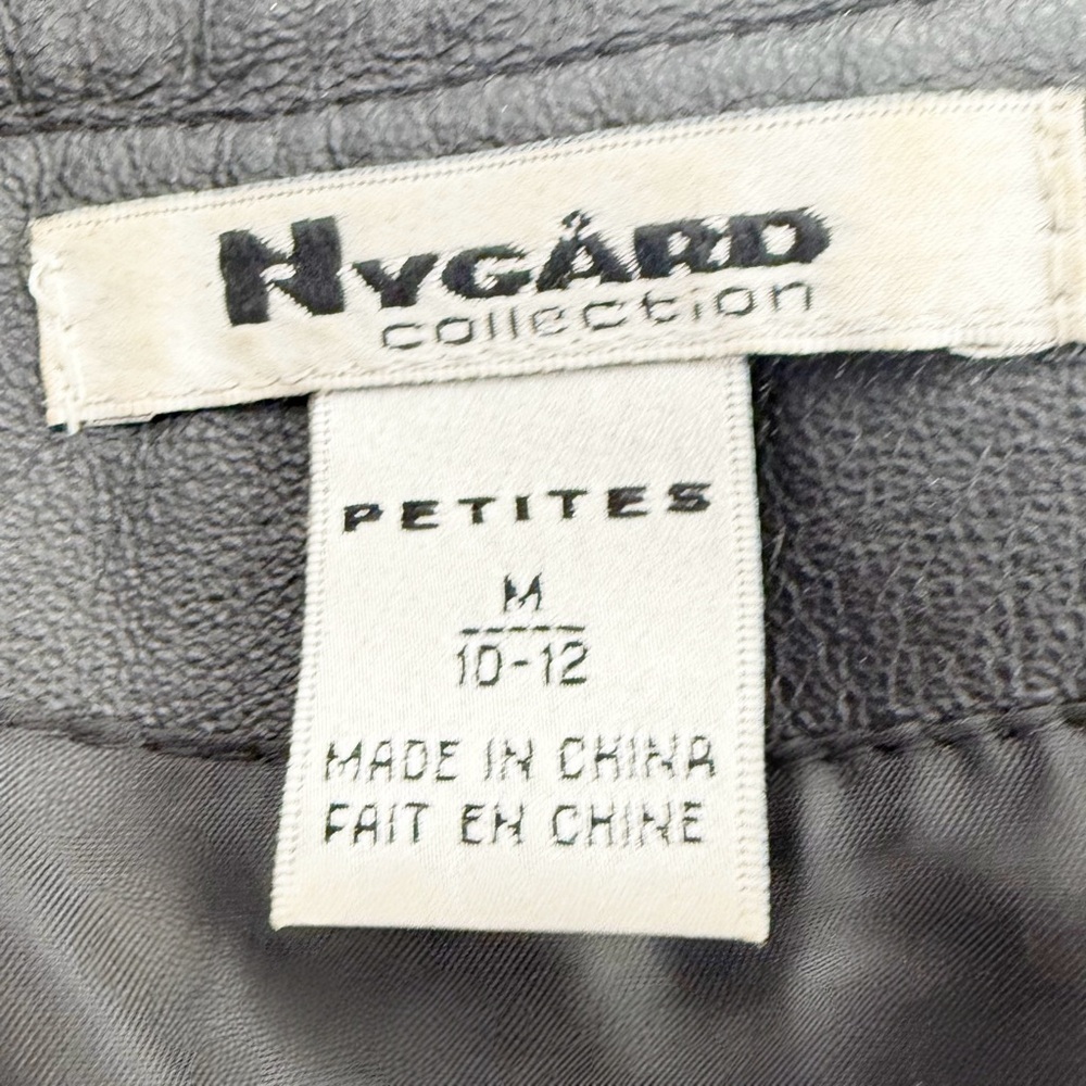 Nygard Collection Petite M Black Leather & Knit Panel Zip Jacket – Size 10-12 - Picture 4 of 7